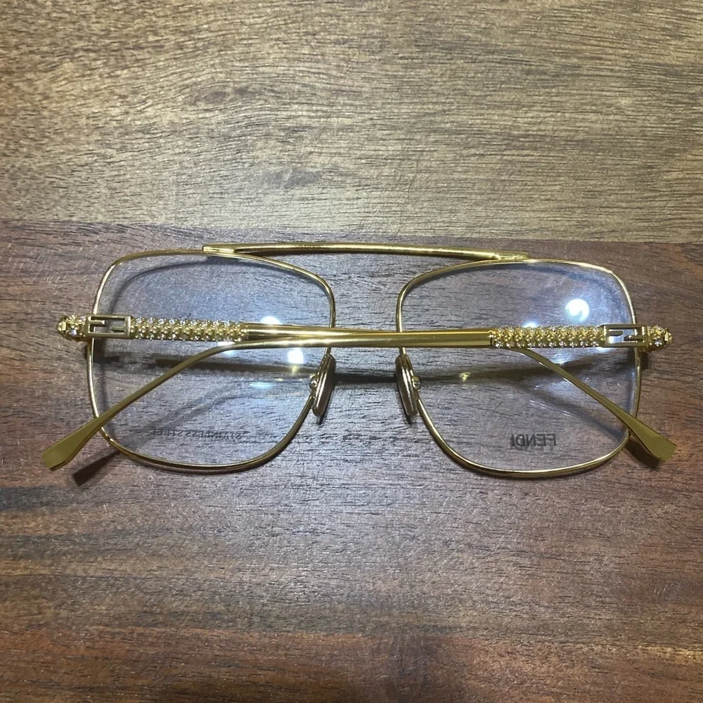 FENDI 57mm aviator oversized gold optical Frames/eyewear